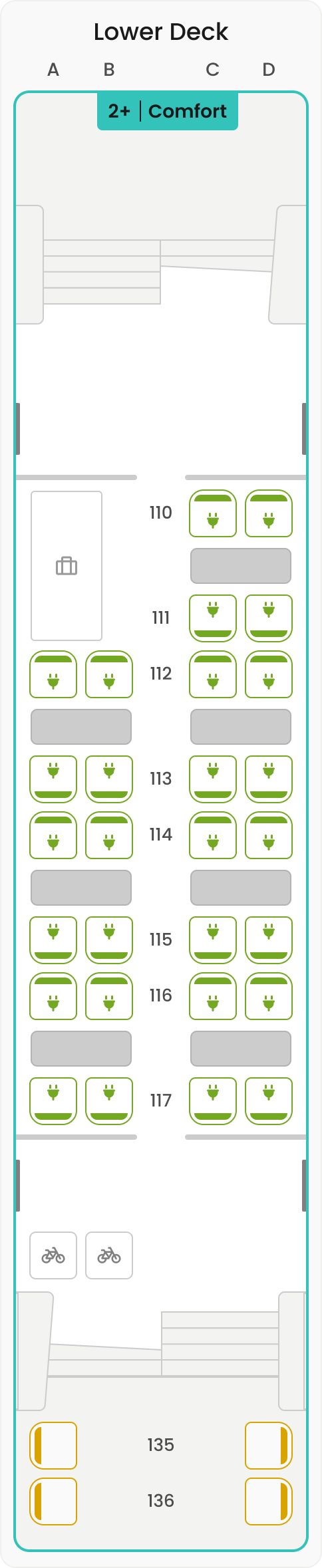 Seat map – coach 11 – lower deck