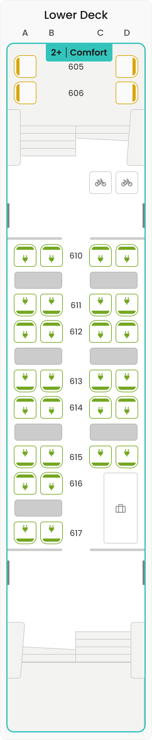 Seat map – coach 16 – lower deck