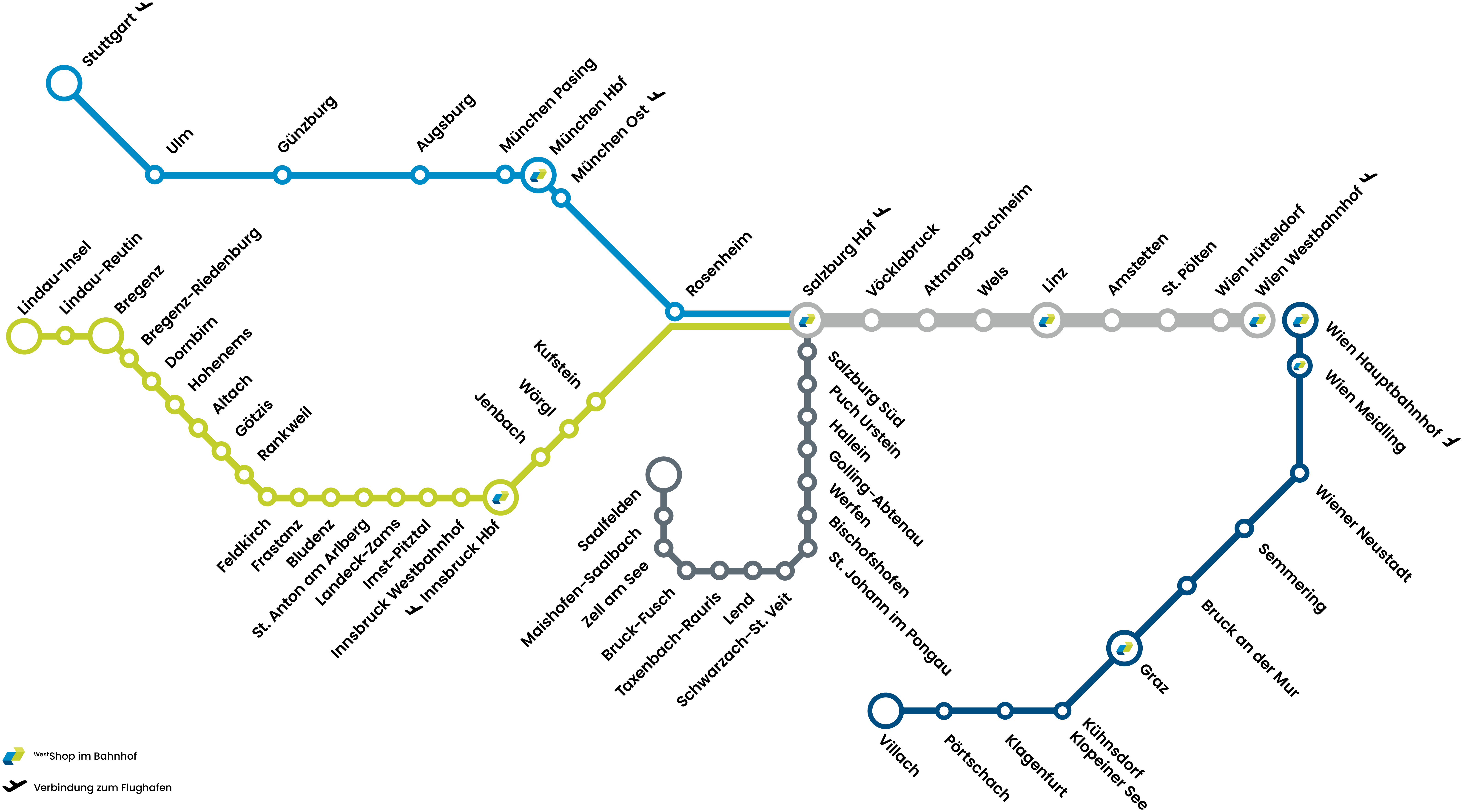Westbahn Streckennetz 2026 Westbahn Streckennetz 2026