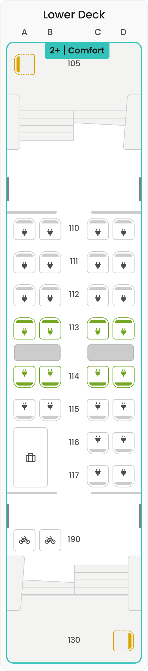 Seating plan – coach 11 – lower deck
