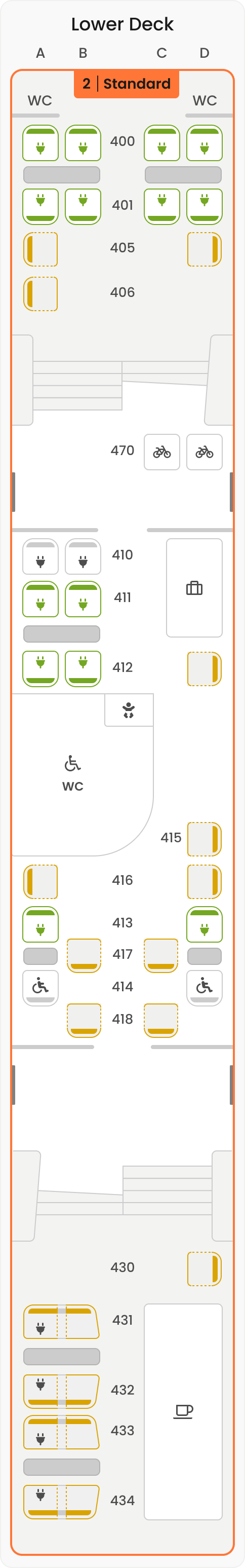 Seating plan – coach 14– lower deck