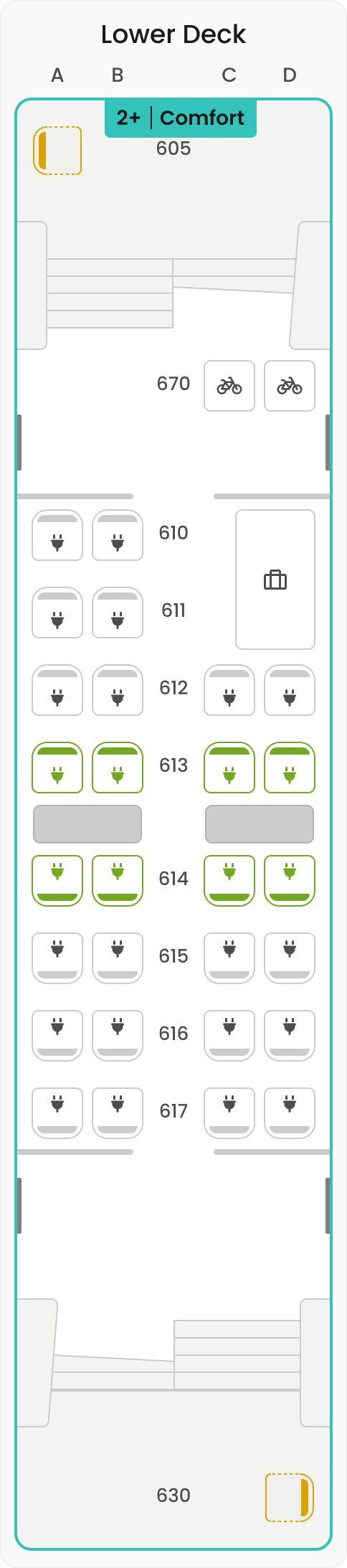 Seating plan – coach 16– lower deck