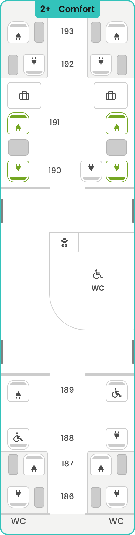 SMILE Sitzplan Übersicht – Wagen 08 – PRM & Comfort