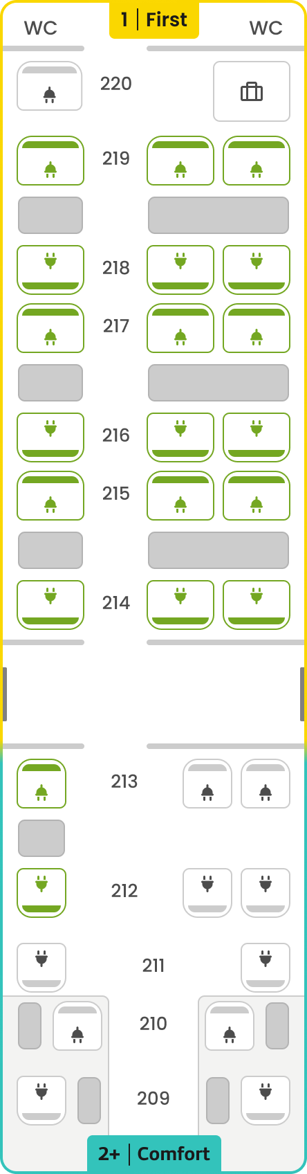 SMILE Sitzplan Übersicht – Wagen 10 – Comfort & First