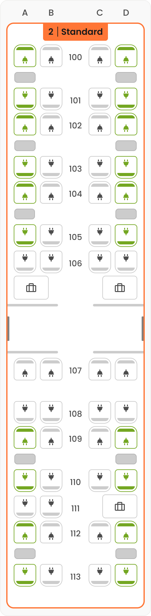 SMILE seat map overview – Coach  01 – Standard
