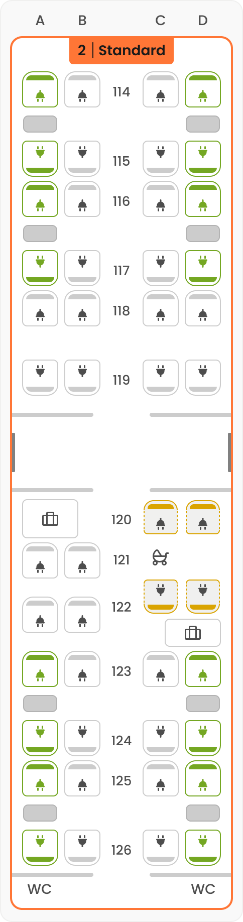 SMILE seat map overview – Coach  02 – Standard