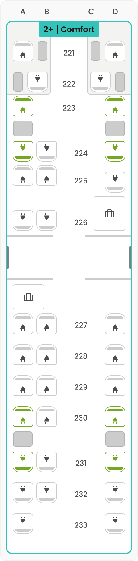 SMILE seat map overview – Coach  11 – Comfort