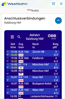 WestBuddy Anschlussverbindungen am Zielbahnhof