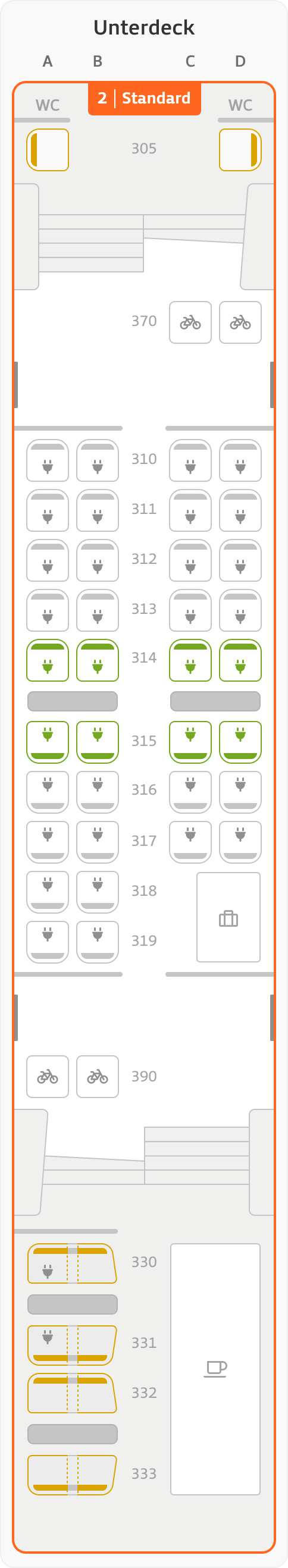 Sitzplan Wagen 13 Oberdeck